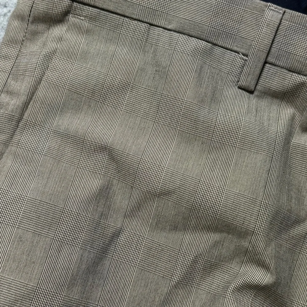 Banana Republic‎ Slim Fit Non-Iron Glen Plaid Dress Pants 35x32 Tan Career